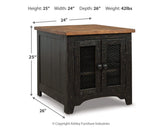 Valebeck Black/Brown 2 End Tables — dimension illustration