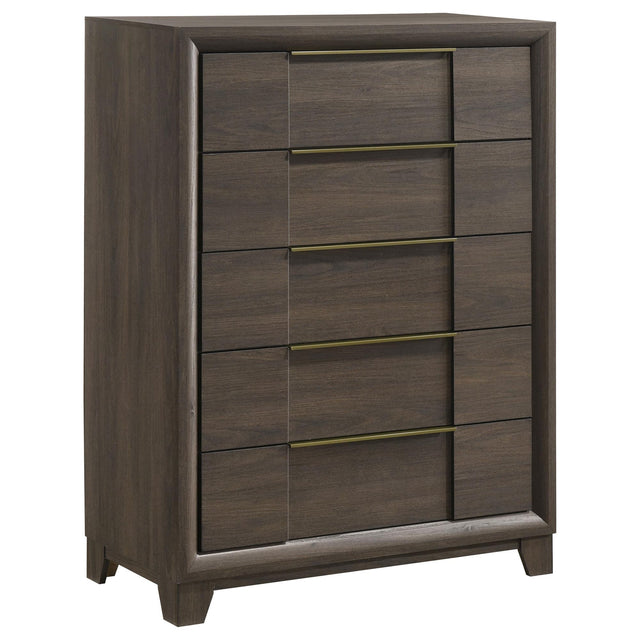 Farre 5-Drawer Chest of Drawers Dark Brown — product view