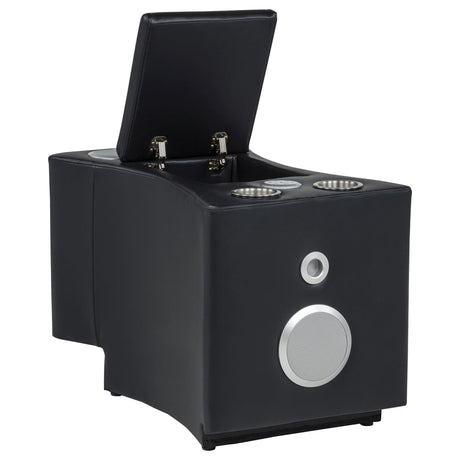 Madden Faux Leather Bluetooth Audio Console with Power Outlet Black — product image 4
