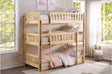 Bartly Natural Pine solid wood triple bunk bed front angle