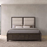 Farre Queen Upholstered Storage Platform Bed Dark Brown — product image 2