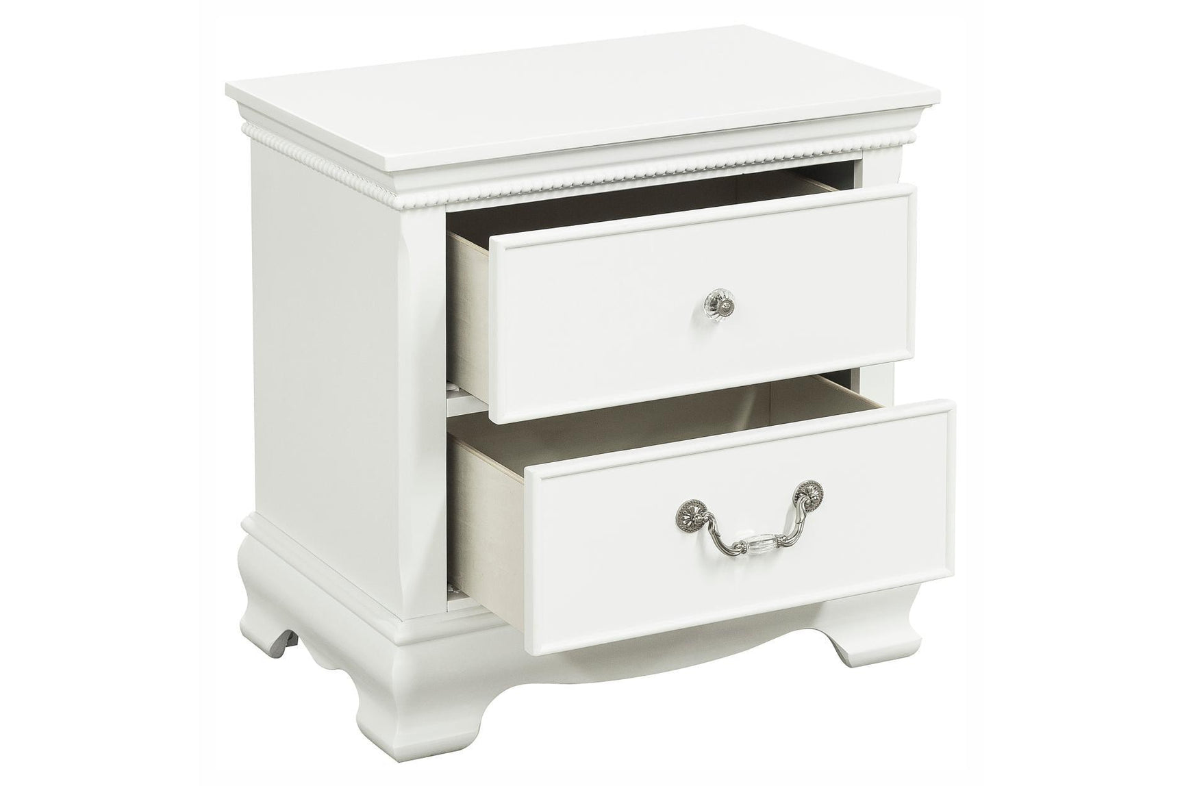 Top view of dresser drawers with classic molding