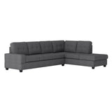 Side view of Dark Gray Fabric Tufted Sectional Sofa