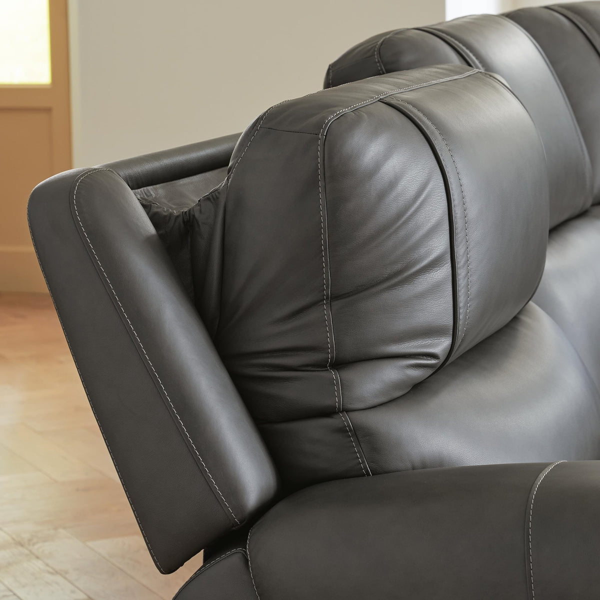5Z - Pittson Anchor Leather 3-Piece Power Sectional Reclining Sofa - image 4