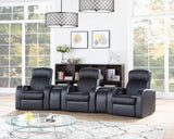 Cyrus black upholstered home theater recliner side view