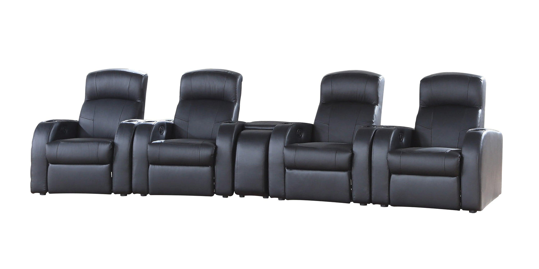Cyrus recliner set showing adjustable headrests and console