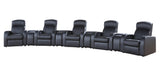 Back view of Cyrus black upholstered recliner showing recline