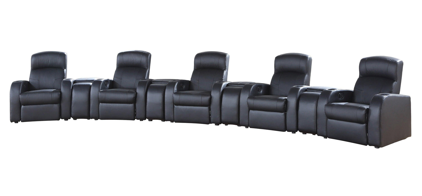 Back view of Cyrus black upholstered recliner showing recline