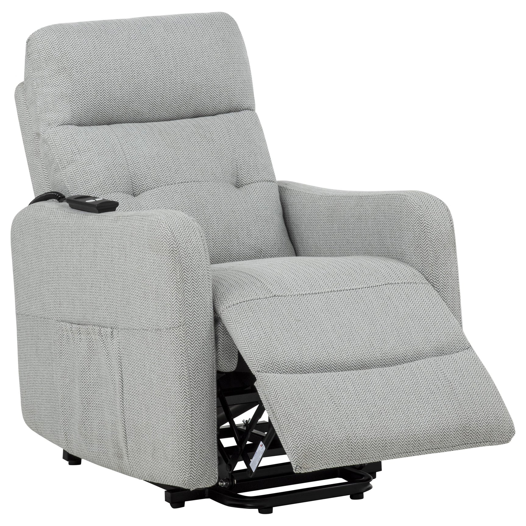 Detail of the side pocket on the recliner chair
