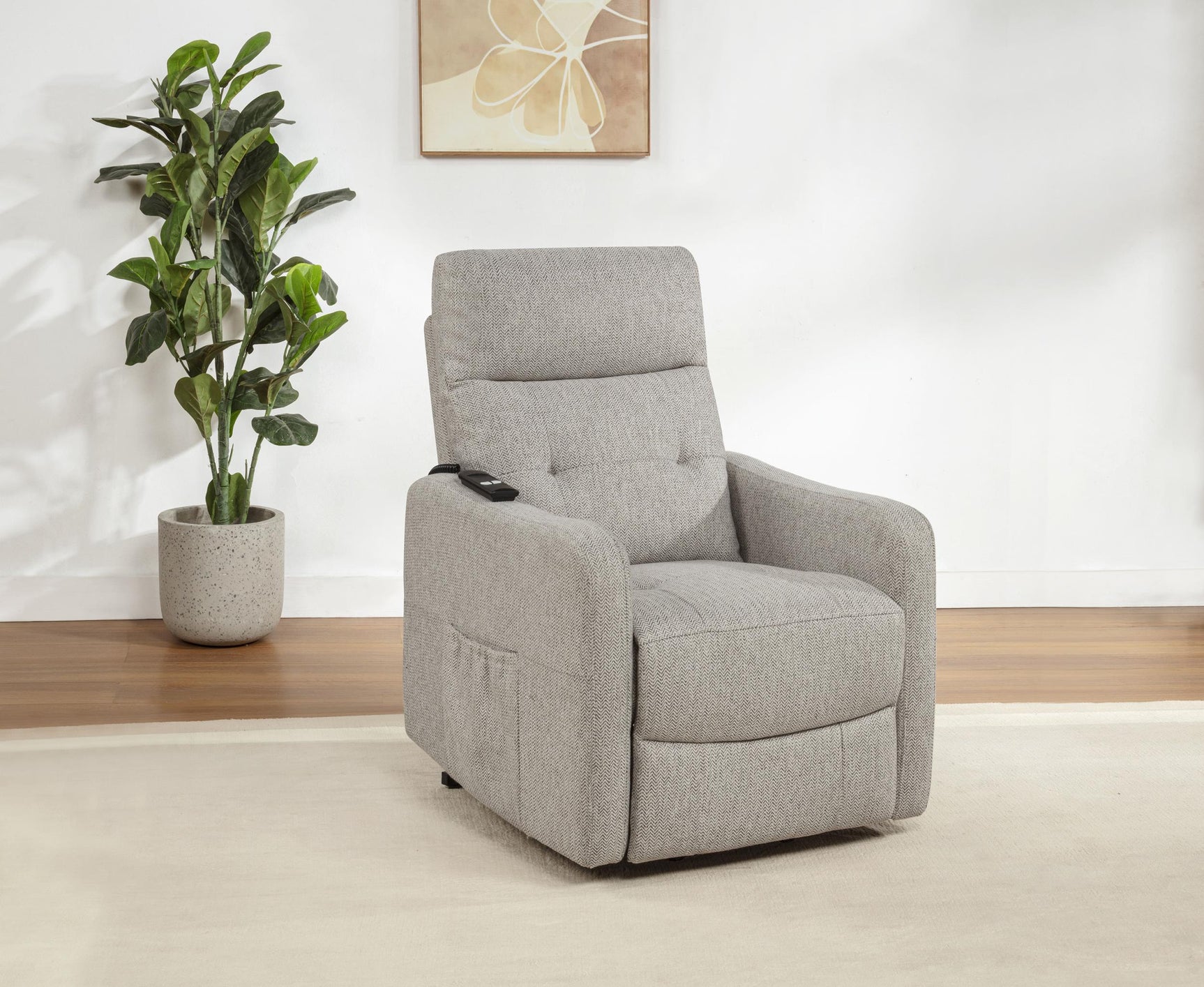 Dayes Recliner side view showing power lift mechanism