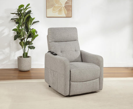 Dayes Recliner side view showing power lift mechanism