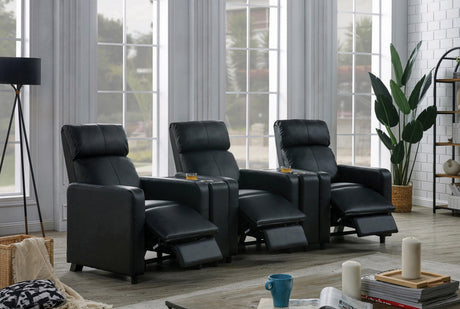 Toohey Black Leatherette Recliner reclining position