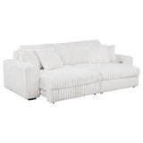 Jacana Ivory Corduroy Upholstered Dual Power Chaise Sofa side view