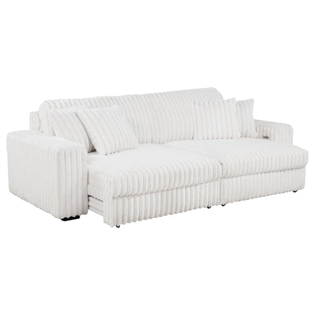 Jacana Ivory Corduroy Upholstered Dual Power Chaise Sofa side view