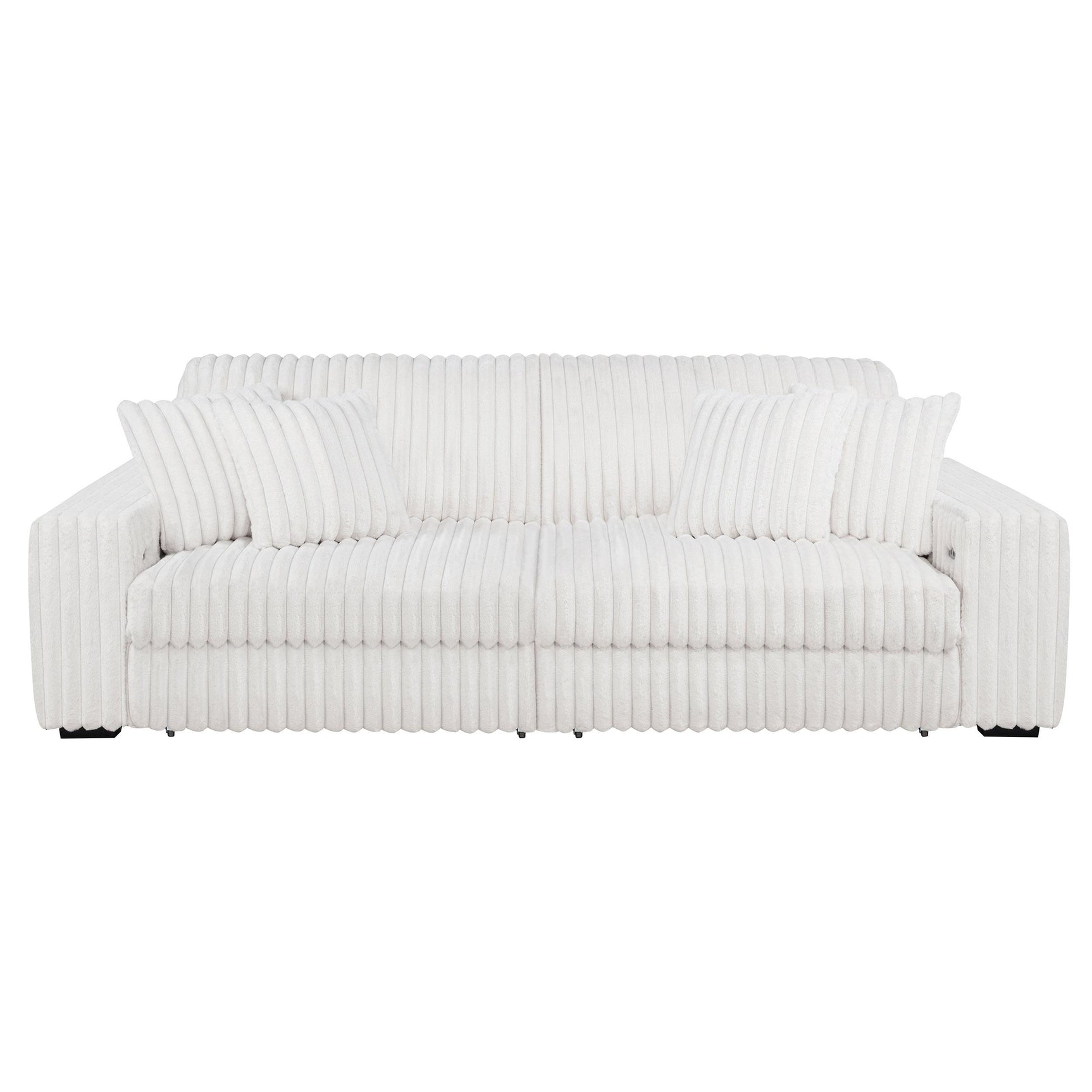 Jacana Ivory Corduroy Upholstered Dual Power Chaise Sofa fabric detail