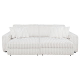 Jacana Ivory Corduroy Upholstered Dual Power Chaise Sofa front view