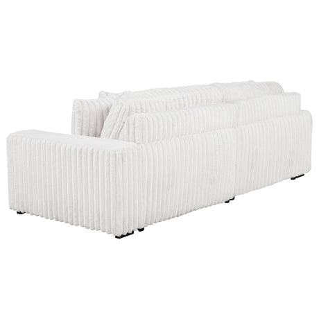Jacana Ivory Corduroy Upholstered Dual Power Chaise Sofa side angle
