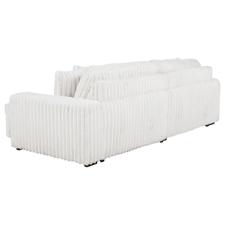 Jacana Ivory Corduroy Upholstered Dual Power Chaise Sofa close-up detail