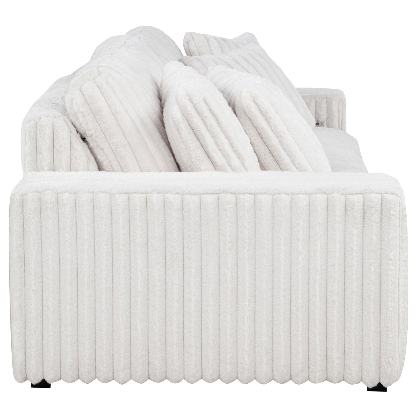 Jacana Ivory Corduroy Upholstered Dual Power Chaise Sofa angled front