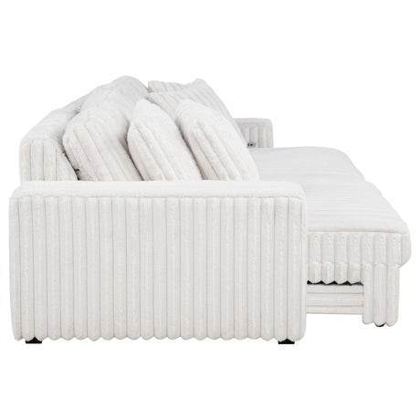 Jacana Ivory Corduroy Upholstered Dual Power Chaise Sofa alternate side view