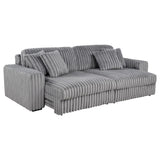 Side view of Jacana Corduroy Upholstered Dual Power Chaise Sofa grey