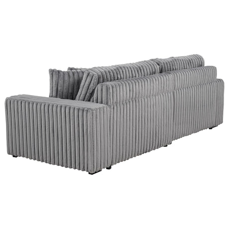 Side perspective showing reclining chaise section