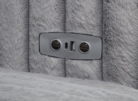Detailed view of corduroy fabric and armrest