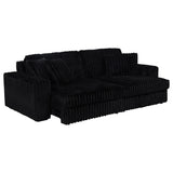 Side view of Jacana Black Corduroy Upholstered Dual Power Chaise Sofa