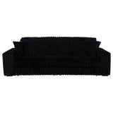 Detail of black corduroy fabric texture on Jacana Sofa