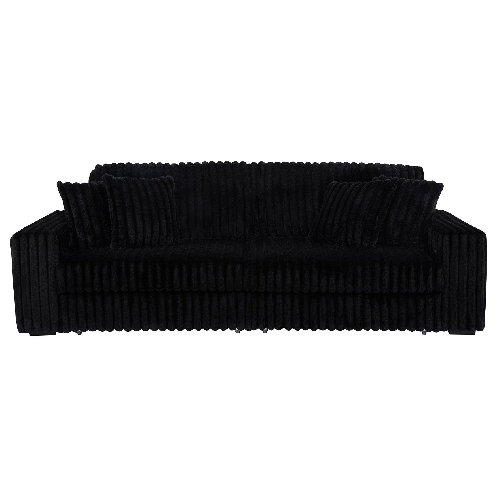 Detail of black corduroy fabric texture on Jacana Sofa
