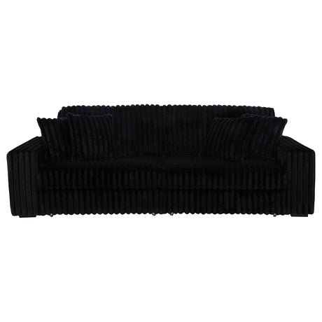 Detail of black corduroy fabric texture on Jacana Sofa