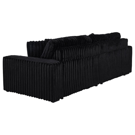 Back angle of Jacana Black Corduroy Power Chaise Sofa