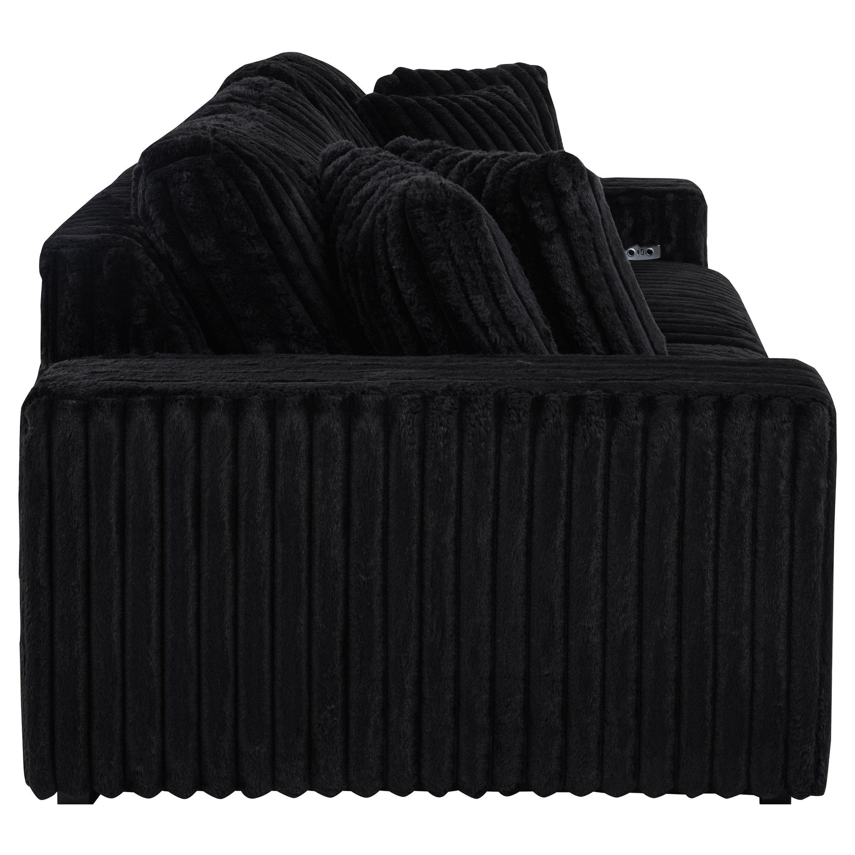 Main view of Jacana Black Corduroy Upholstered Dual Power Chaise Sofa