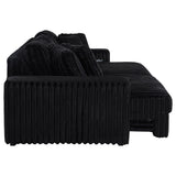 Side profile of Jacana Black Corduroy Upholstered Chaise Sofa