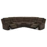 Stainless steel cup holders on sectional sofa console
