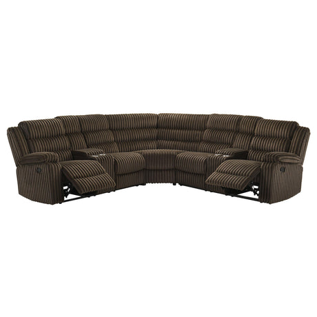 Stainless steel cup holders on sectional sofa console