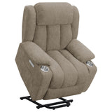 Plush cushioning and contour tufting on recliner seat