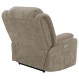 Houston Camel Upholstered Power Lift Recliner Chair front view