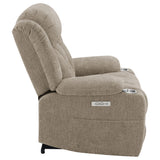 Houston Camel Upholstered Power Lift Recliner Chair front view