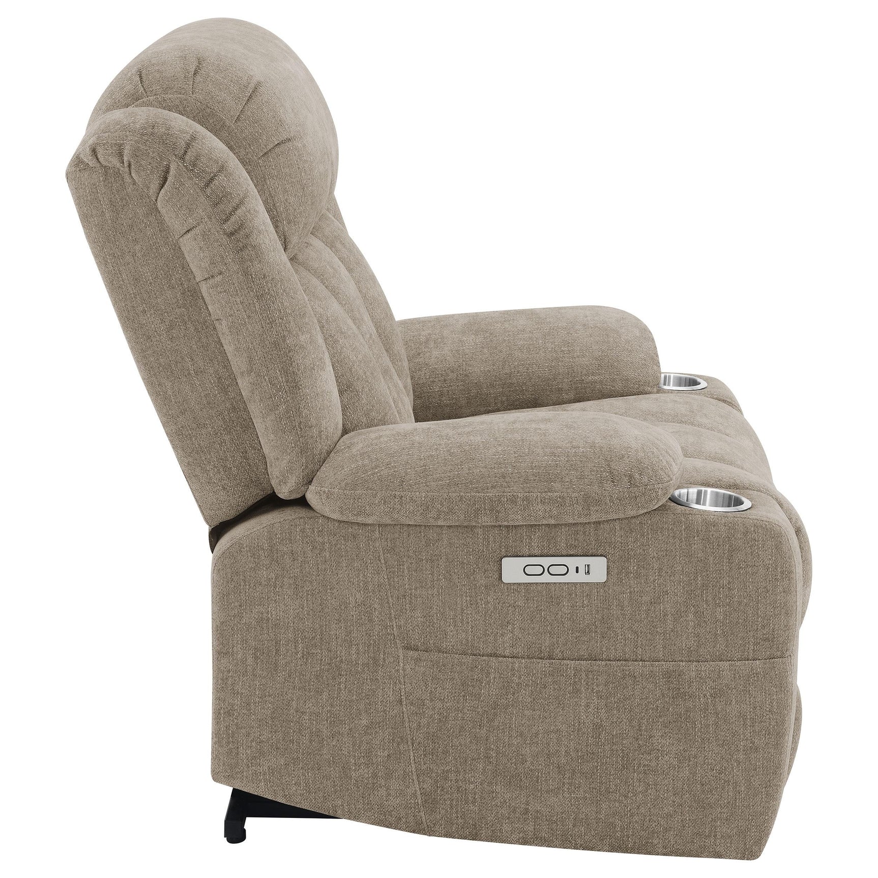 Houston Camel Upholstered Power Lift Recliner Chair front view