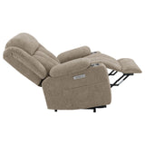 Houston Camel Upholstered Power Lift Recliner Chair front view