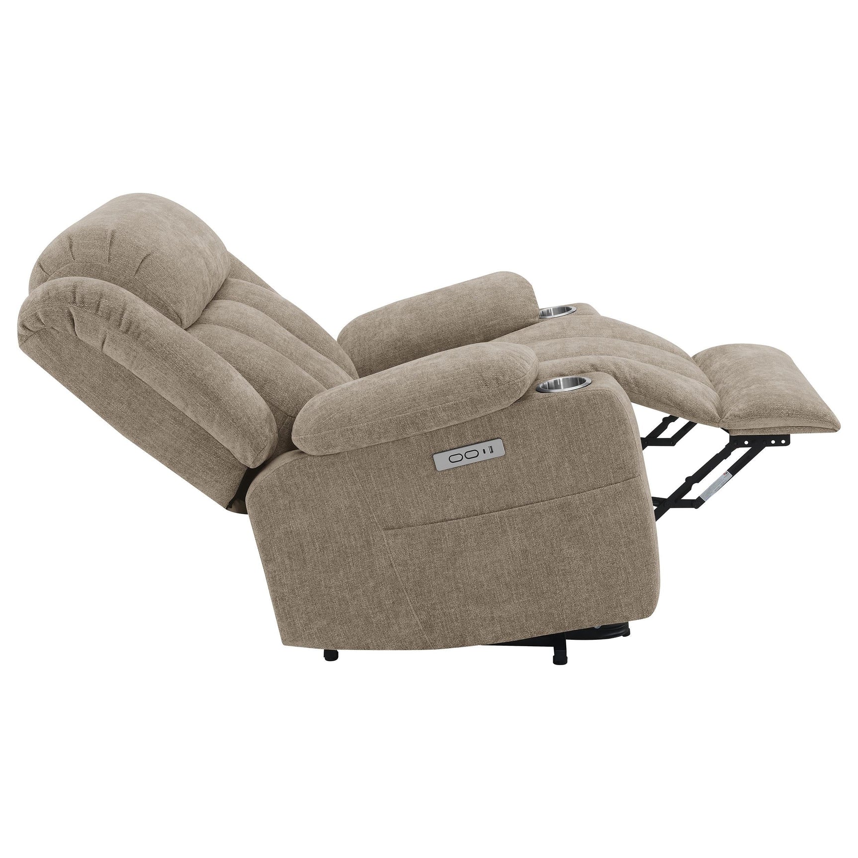 Houston Camel Upholstered Power Lift Recliner Chair front view