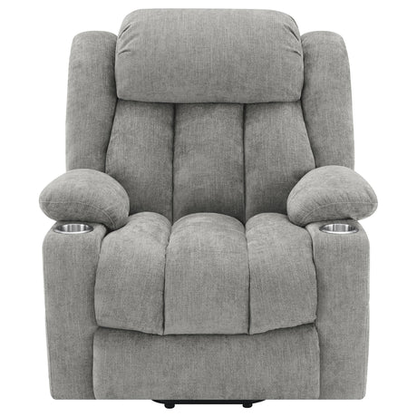 Back view of Houston grey upholstered recliner