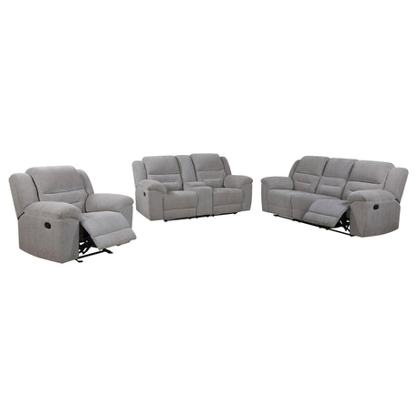 Grimm Gray Reclining Loveseat closeup