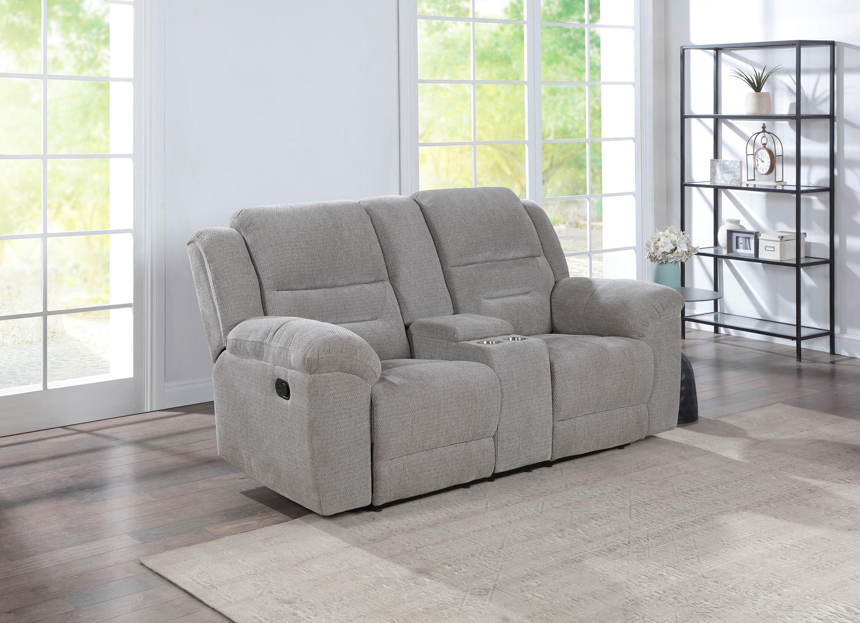 Loveseat showing manual recline position