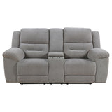 Soft-close storage compartment inside loveseat