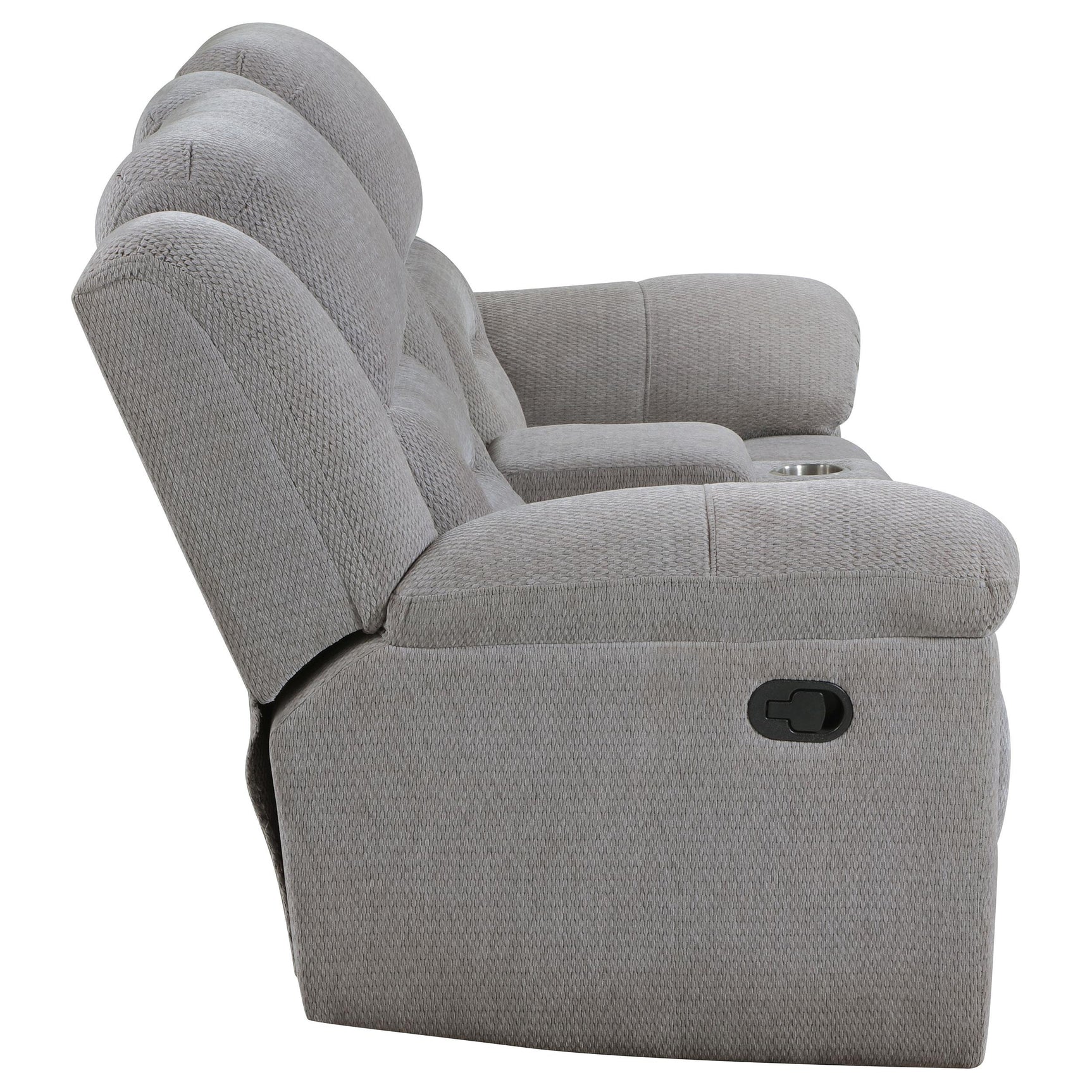 Side view of Grimm Gray Loveseat