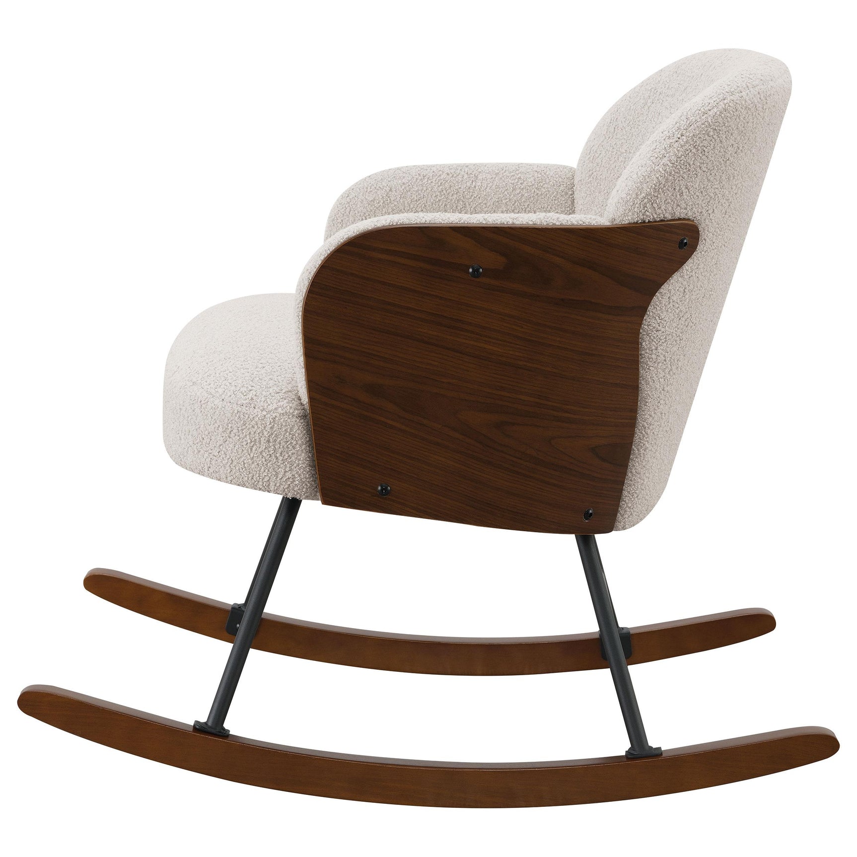 Back view of Paige boucle mid-back rocking chair