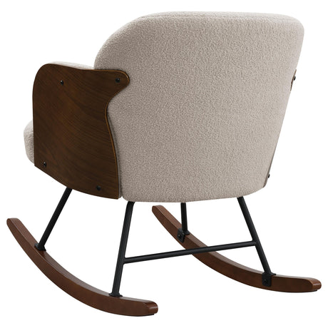 Paige rocking chair seat detail in beige boucle