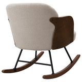 Paige upholstered rocking chair angled to show full frame